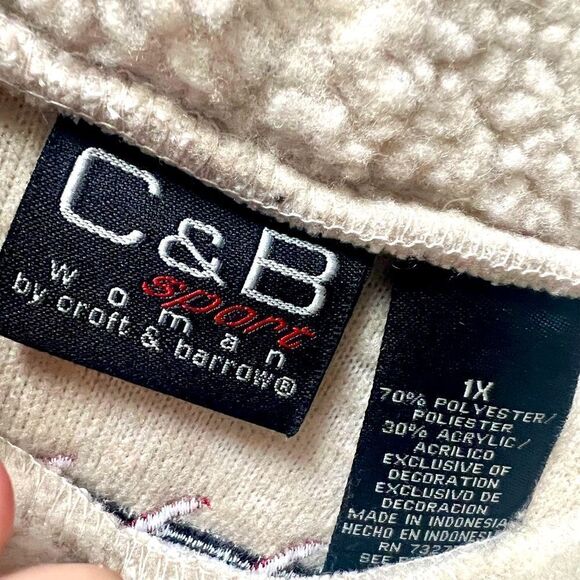 CROFT & BARROW C& B SPORT PRIMITIVE HOLIDAY CHRISTMAS SHERPA PULLOVER SIZE 1X - Picture 9 of 9
